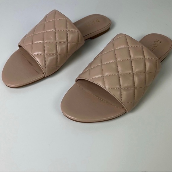 NEW RAYE REVOLVE BEIGE QUILTED SLIP-ON SANDALS - Picture 7 of 12